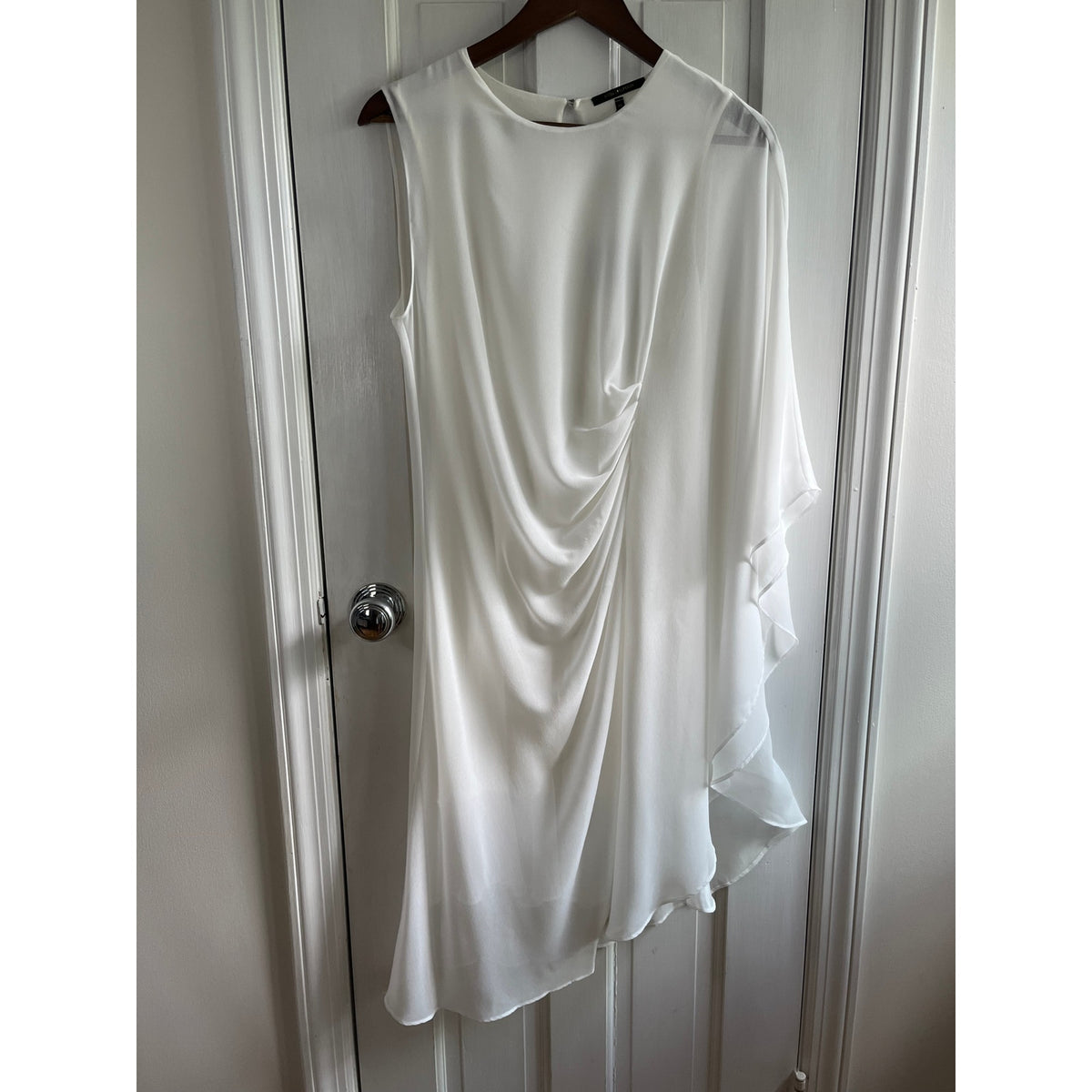 Kobi Halperin NWT Sheila One Sleeve Asymmetric Chiffon Dress Ivory XS