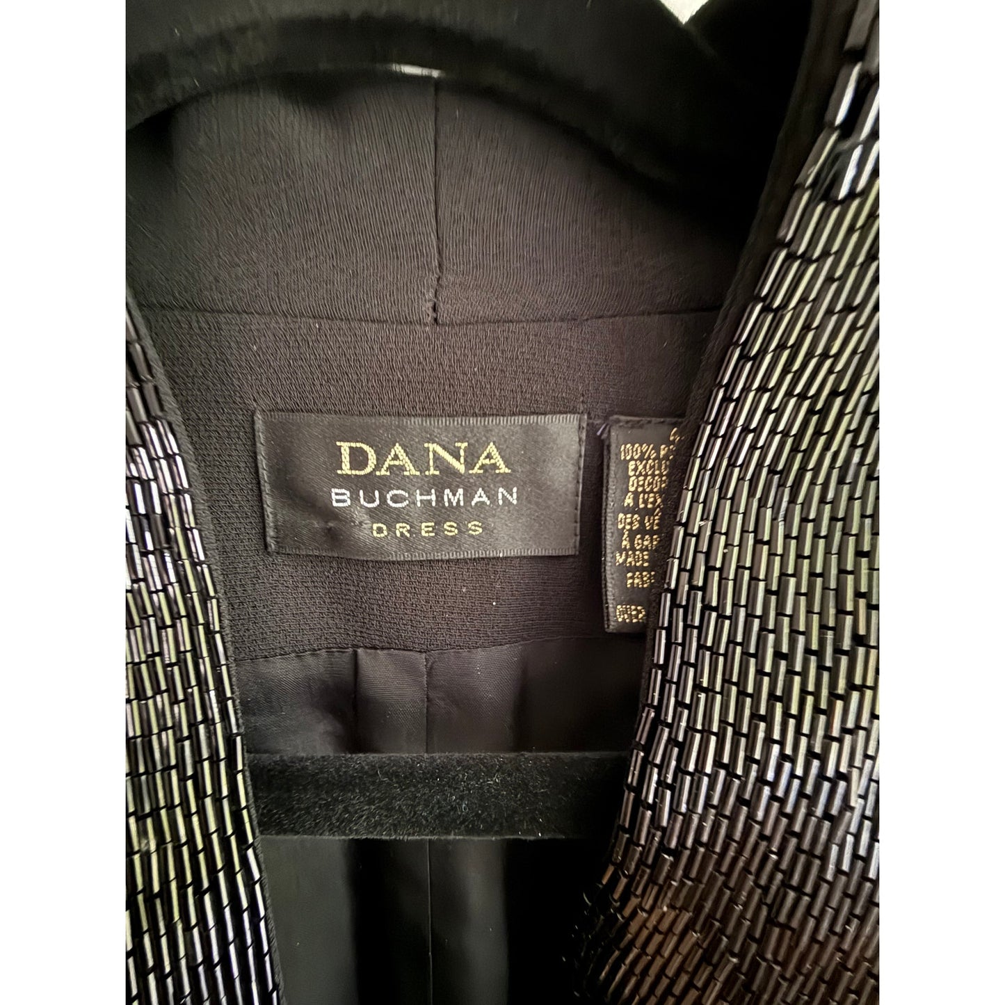 Dana Buchman Black Wrap Dress Size 4 NWT Sequin Collar & Cuffs Evening Cocktail