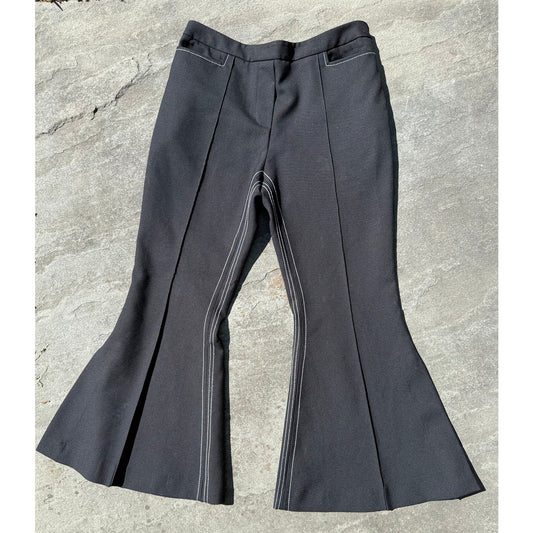 Ellery Black Flared Trousers White Contrast Stitching Size 4 EUC