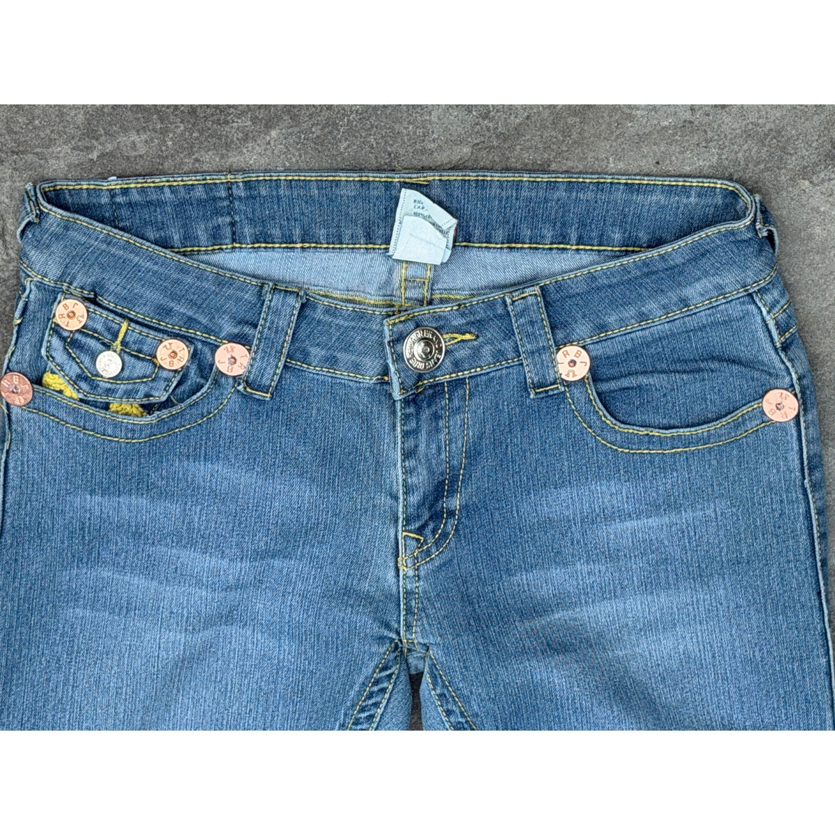 Vintage True Religion Flap Pocket Yellow Stitch Jeans Size 30