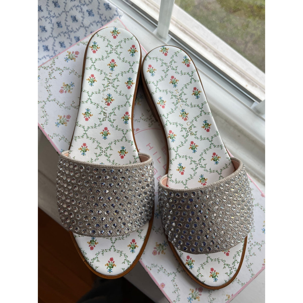 NWT Hill House Home Summer Slides Sz 8 - ✨ Crystal Embellished Resort Sandal ✨