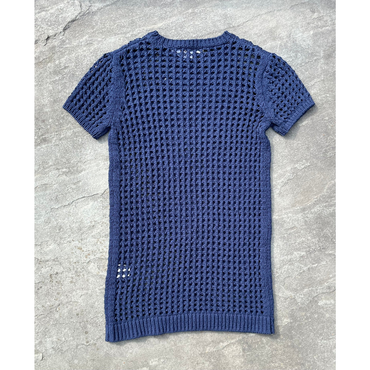 NWT The Frankie Shop Ari Knit Mini Dress Navy XS/S Crochet Cover Up