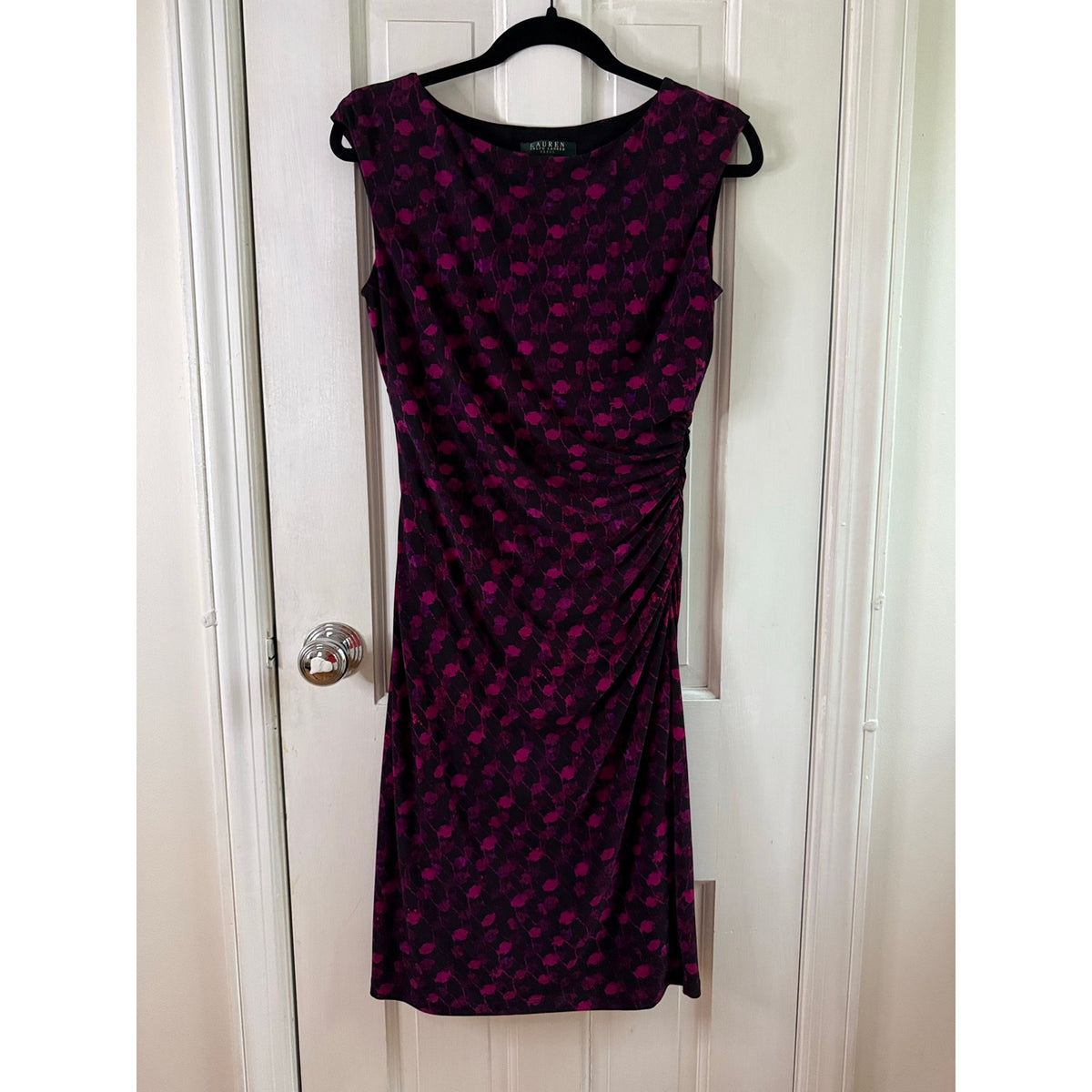 Lauren Ralph Lauren Purple & Black Geometric Sheath Dress - Size 4 - EUC