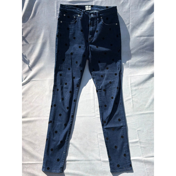J. Crew Size 29T Dark Wash High Rise ToothPick Style Jean with Black Polka Dots