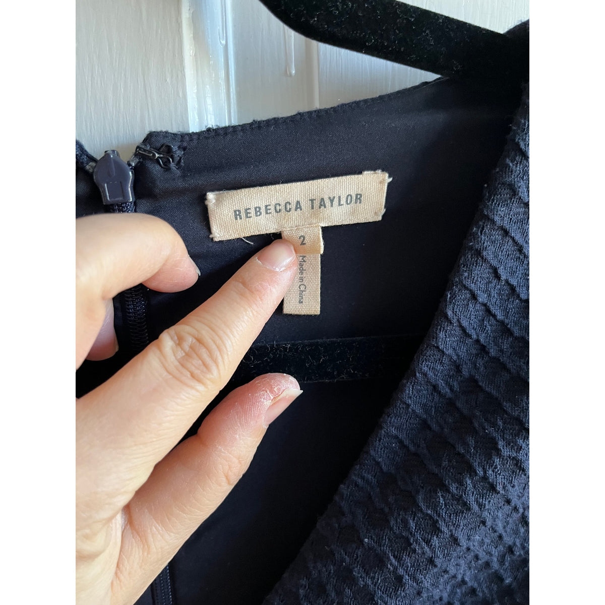 Rebecca Taylor "Taylor" Navy Pique Knit Skater Dress - Structured V-Neck - Sz 2