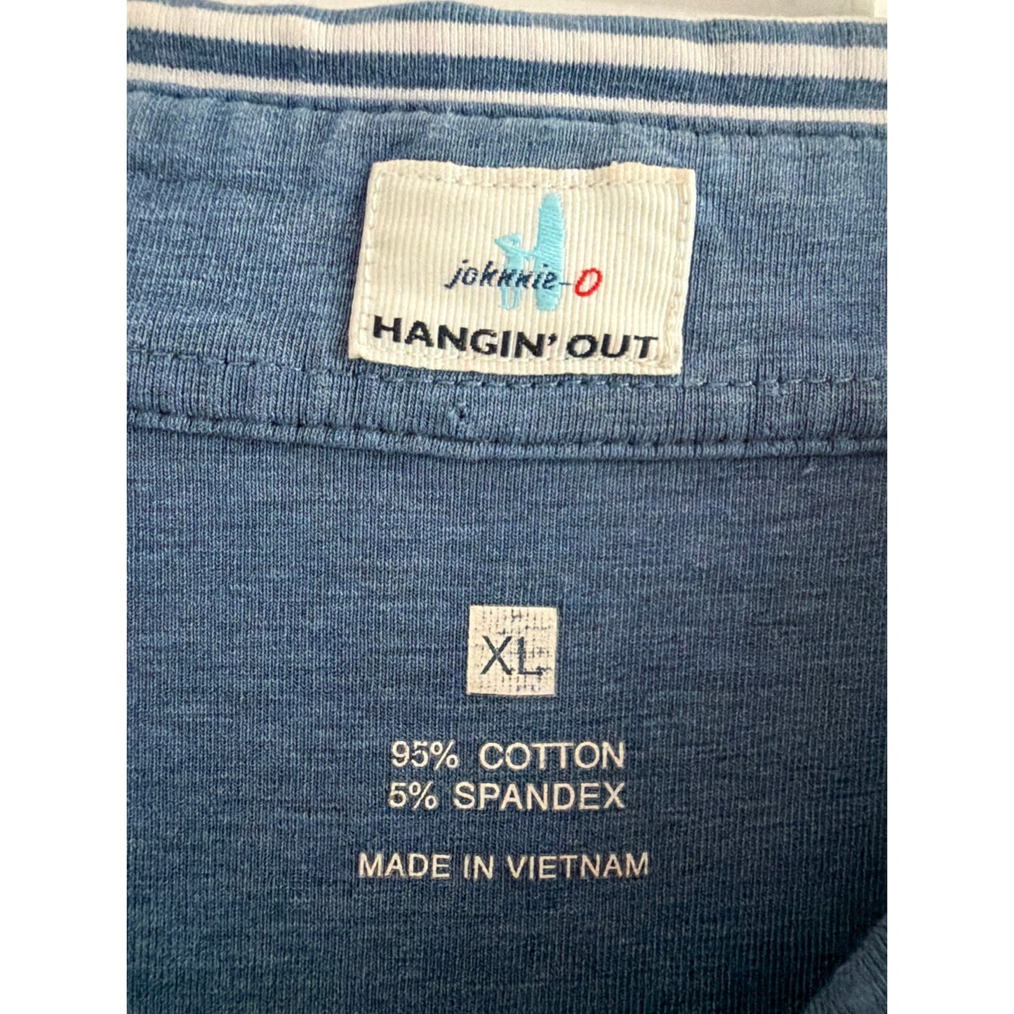 Johnie-O Hangin' Out Size XL Men's White Blue Stripe Polo