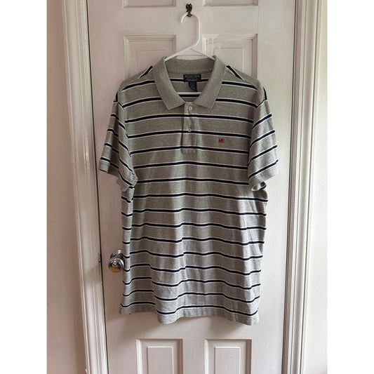 Vintage Polo Ralph Lauren Polo Shirt Men's XL Gray Blue Stripe Y2K