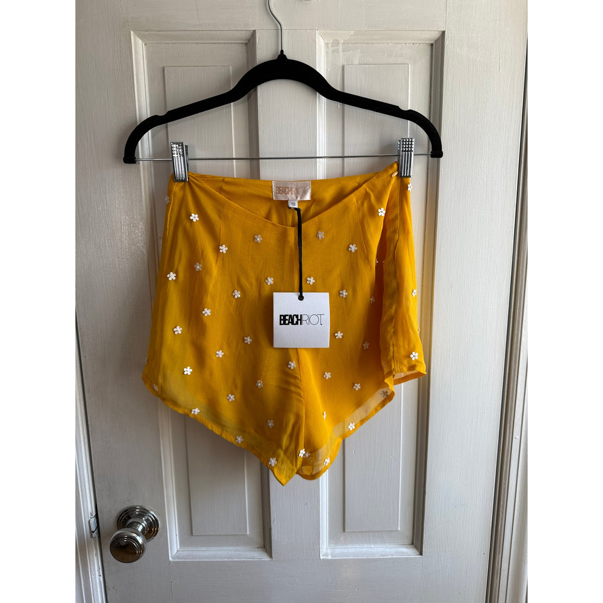 NWT Beach Riot Dahlia Embellished Sequin Flower Shorts - Gold - Size XS