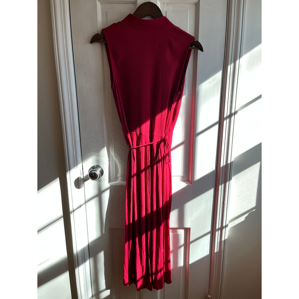 Reformation Red Wrap Midi Dress XS | Sexy Deep V Neck Sleeveless Crepe | US Made