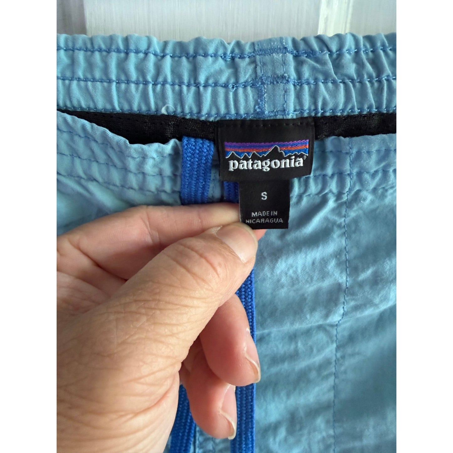 Patagonia Light Blue Baggies Swim Shorts Elastic Waist Small S