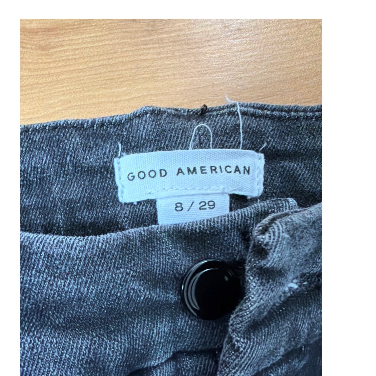 Good American Size 8/29 Black Straight Leg Mid Rise Jeans
