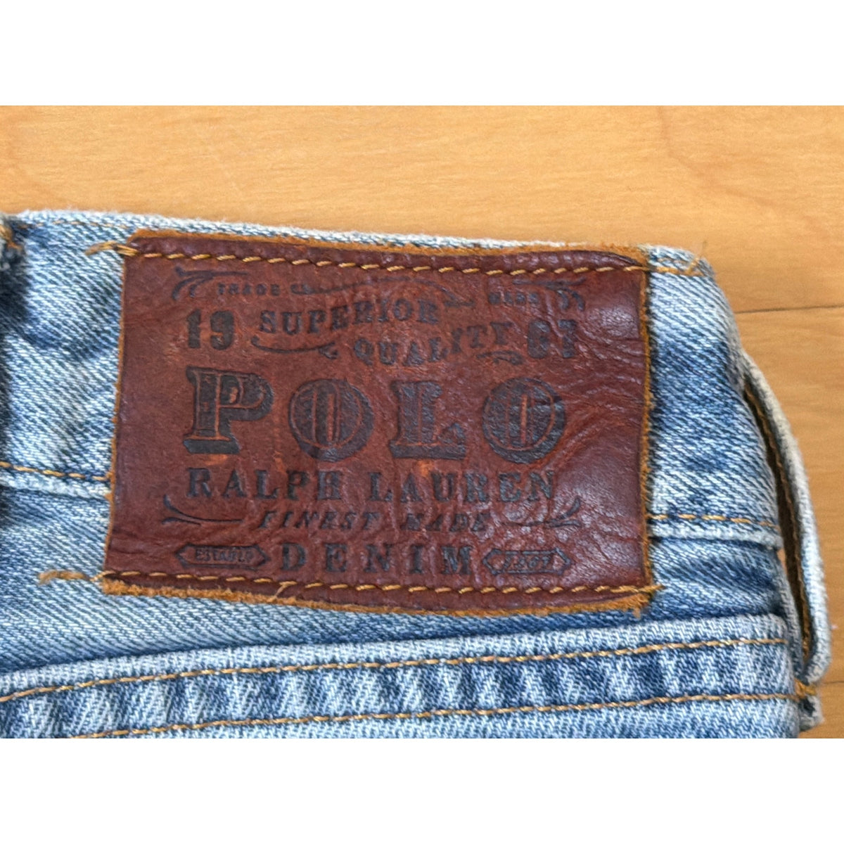 Vintage Polo Ralph Lauren Size 38 x 30  Blue Wide Leg Mens Jeans