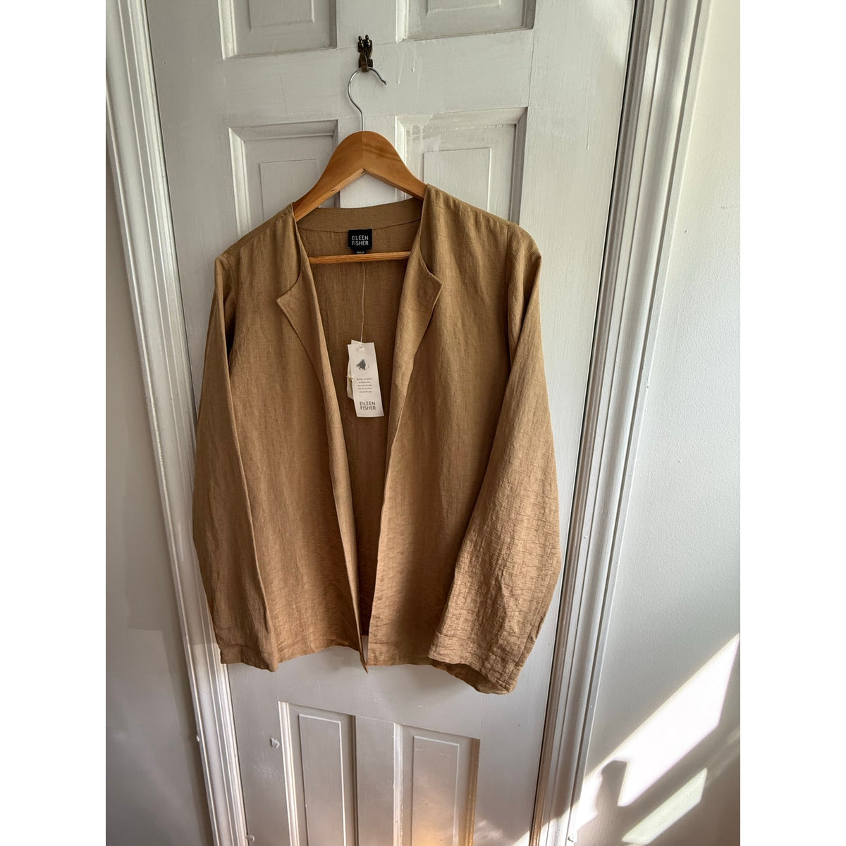 Eileen Fisher NWT Silk Linen Blazer Gold Shacket Women's Small