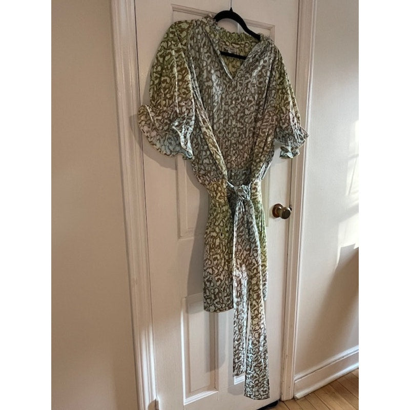 Juliet Dunn, London Dress, Boho  gold ruffle sleeves, Size 1