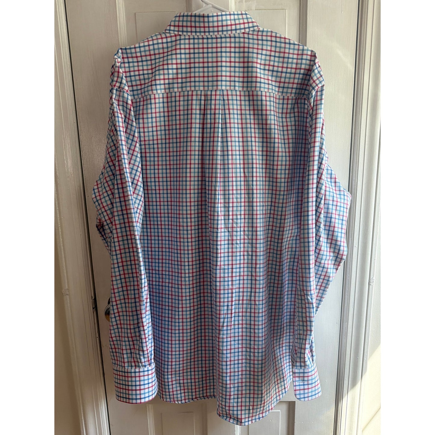 Peter Millar Shirt Mens XL Blue Pink White Geometric Pattern Casual Button Down
