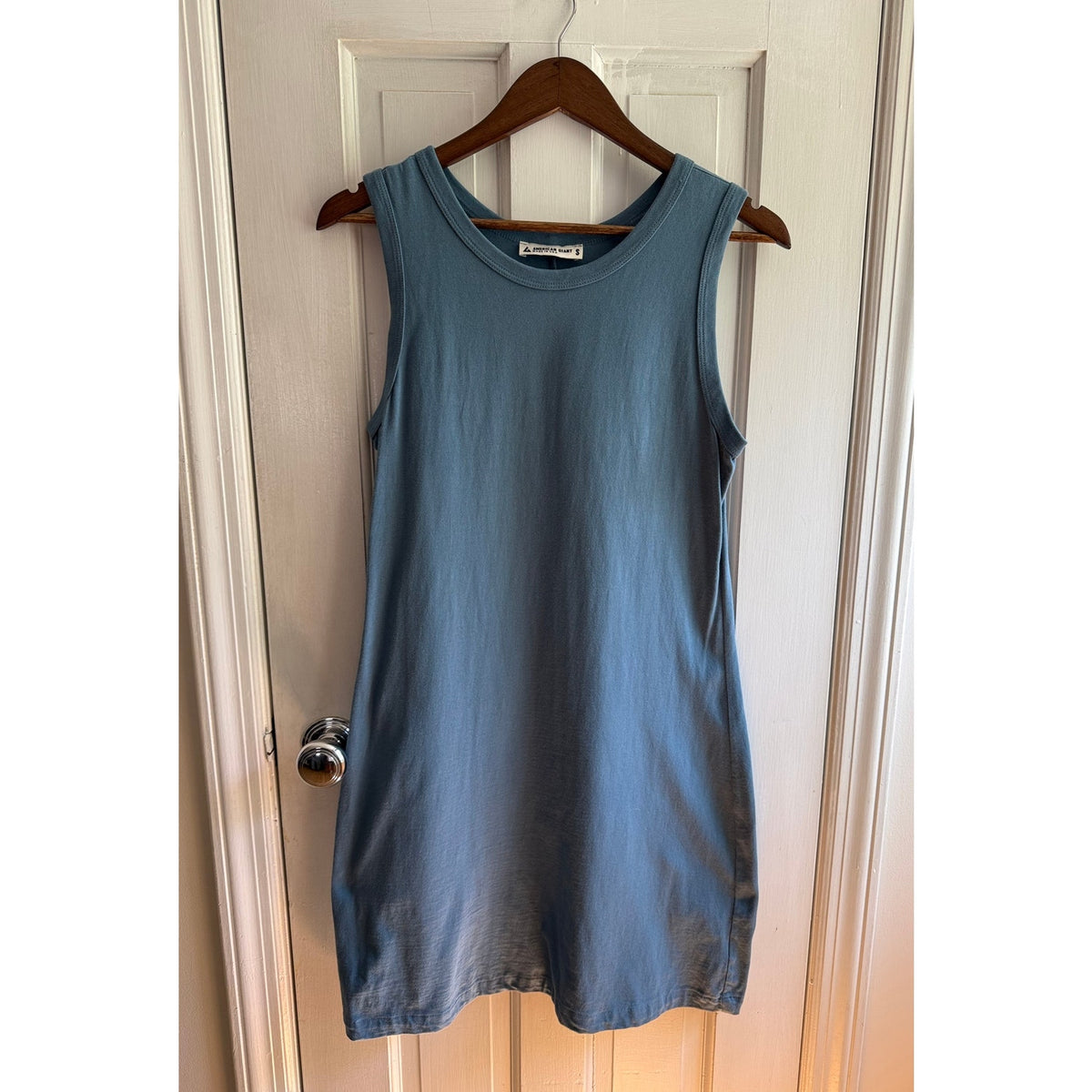 ✨ American Giant Blue Cotton Muscle Tee Tank Dress Size S Made in USA