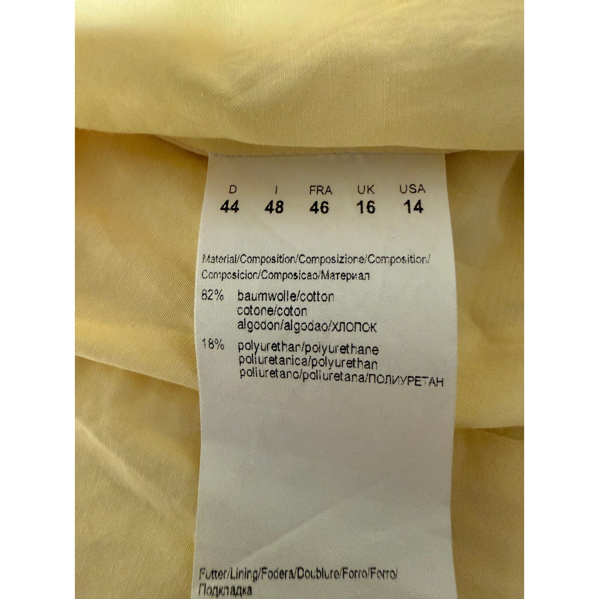 Hugo Boss Women's Canary Yellow Raincoat - Size 14
