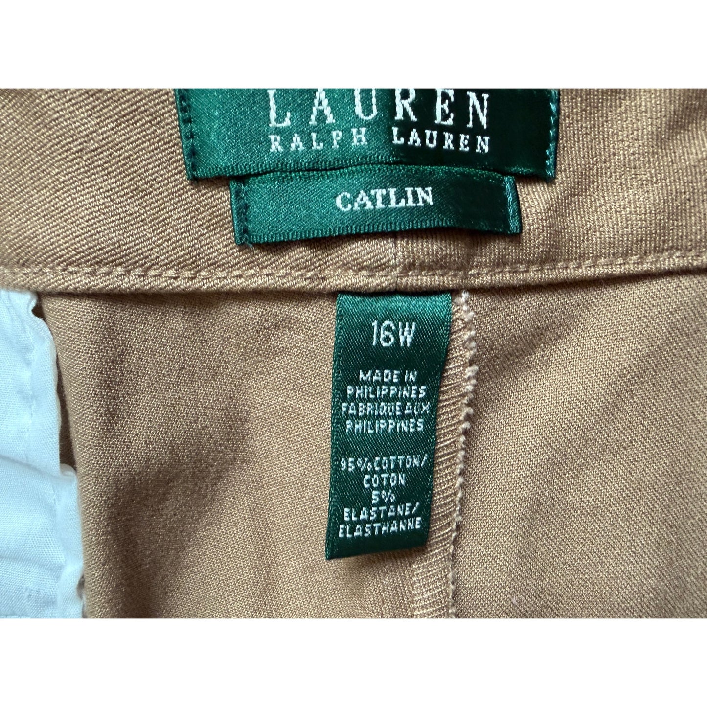 Lauren Ralph Lauren Caitlin Chino Pants - Size 16W - Tan  EUC