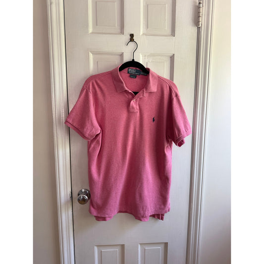Vintage Polo Ralph Lauren Pink Mesh Polo Shirt Men's Medium EUC Blue Pony
