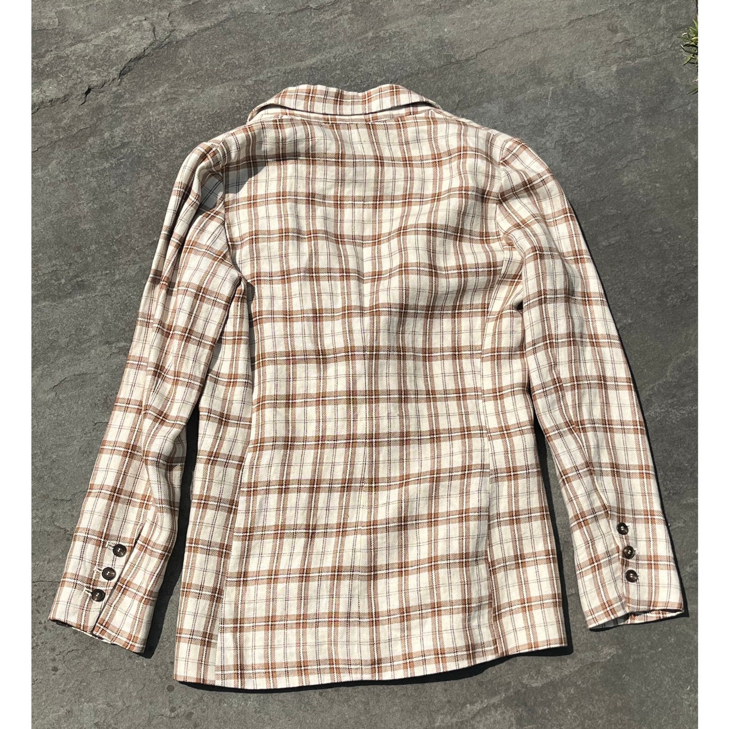 Reformation Winston Linen Plaid Blazer Size S | Coastal Grandmother It Girl 🤎