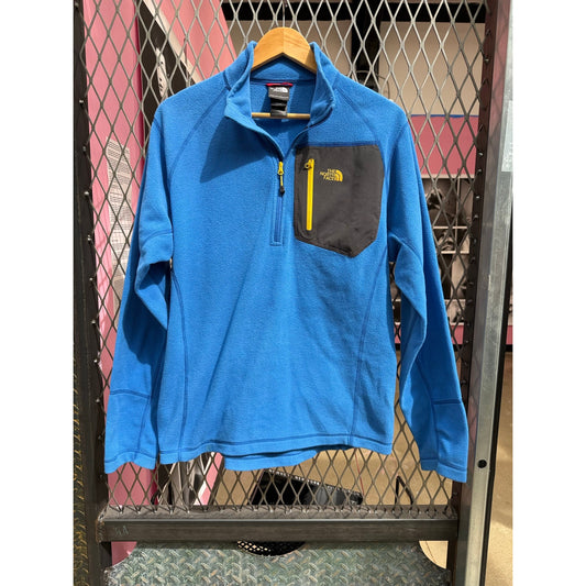 The North Face Blue Denali Fleece Jacket Zip Chest Pocket Outdoor Layering Medium