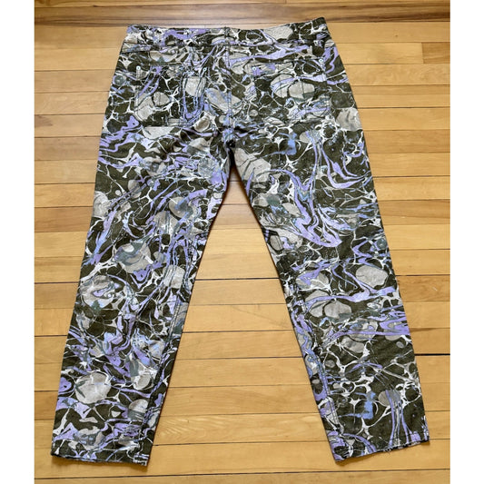 Anthropologie Pilcro The Wanderer Low Rise Wide Leg Pants 32 Purple Green Fluid EUC