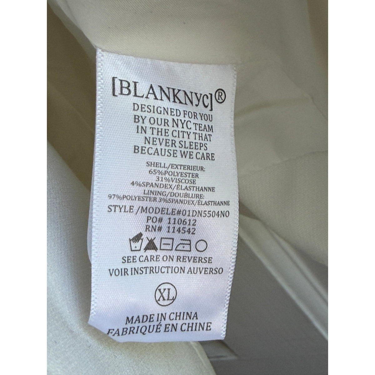 BlankNYC Women's XL Off White Shawl Collar Blazer Cropped Open Front Jacket EUC