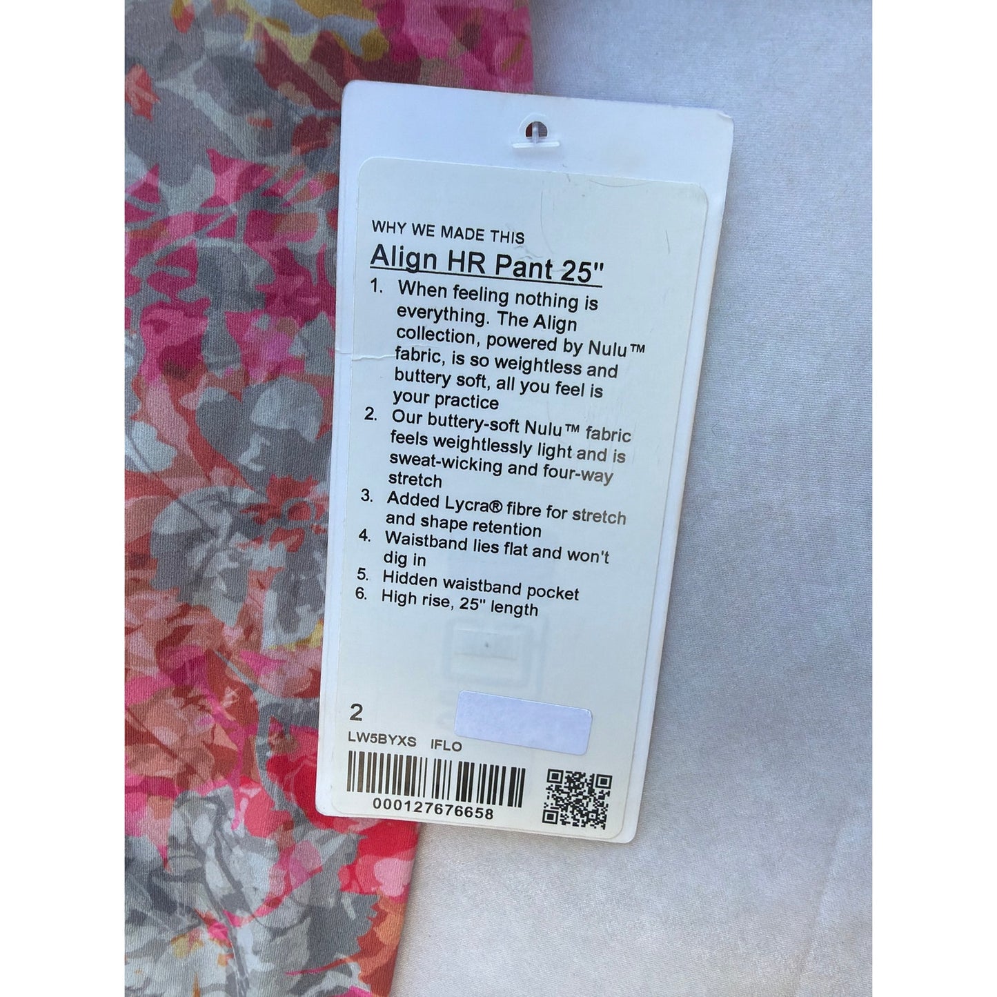 NWT Lululemon Align HR Pant Size 2, 25" Neon Pink Floral Pattern