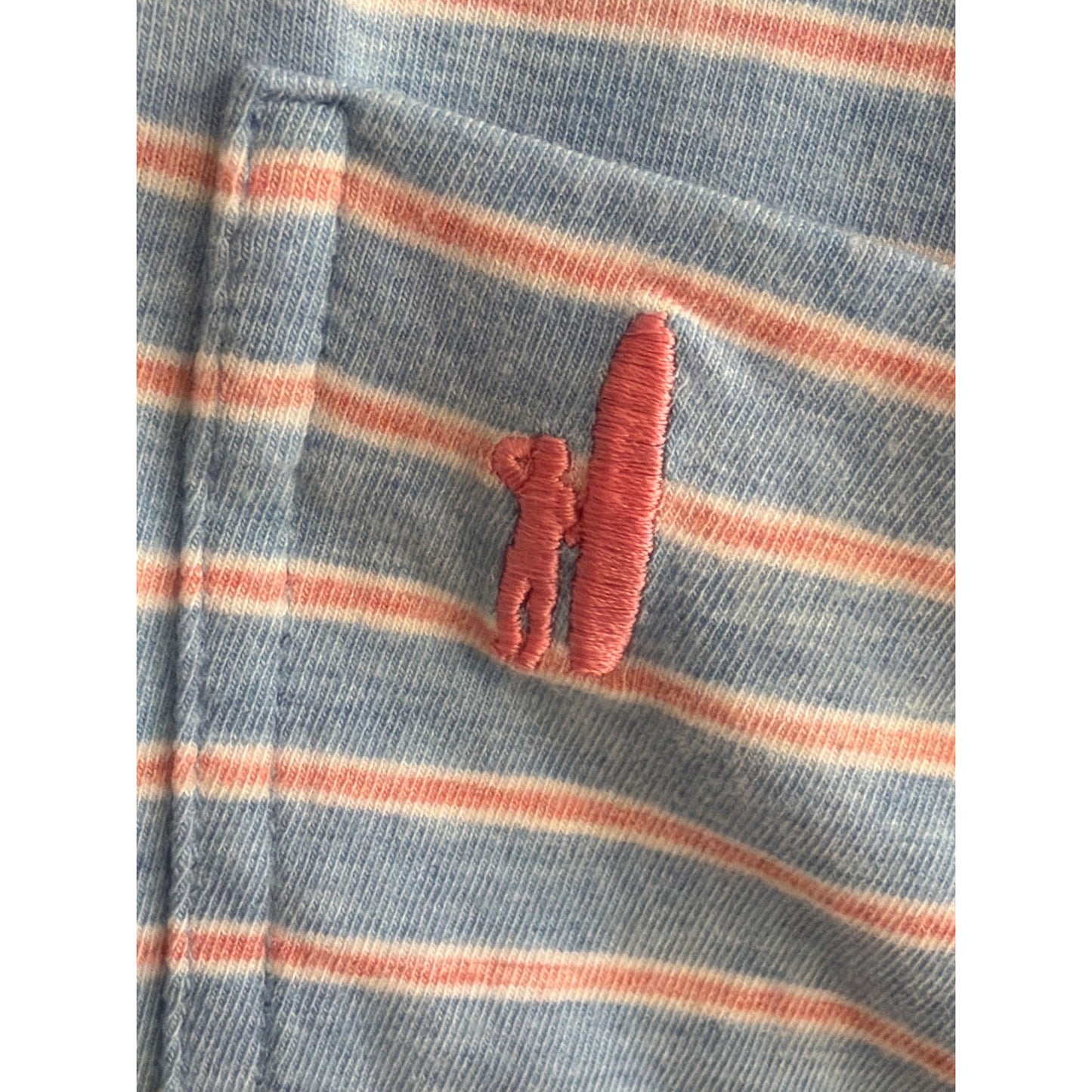 Johnnie-O Blue Pink Striped Polo Shirt Men's Pink Surfer Size Large