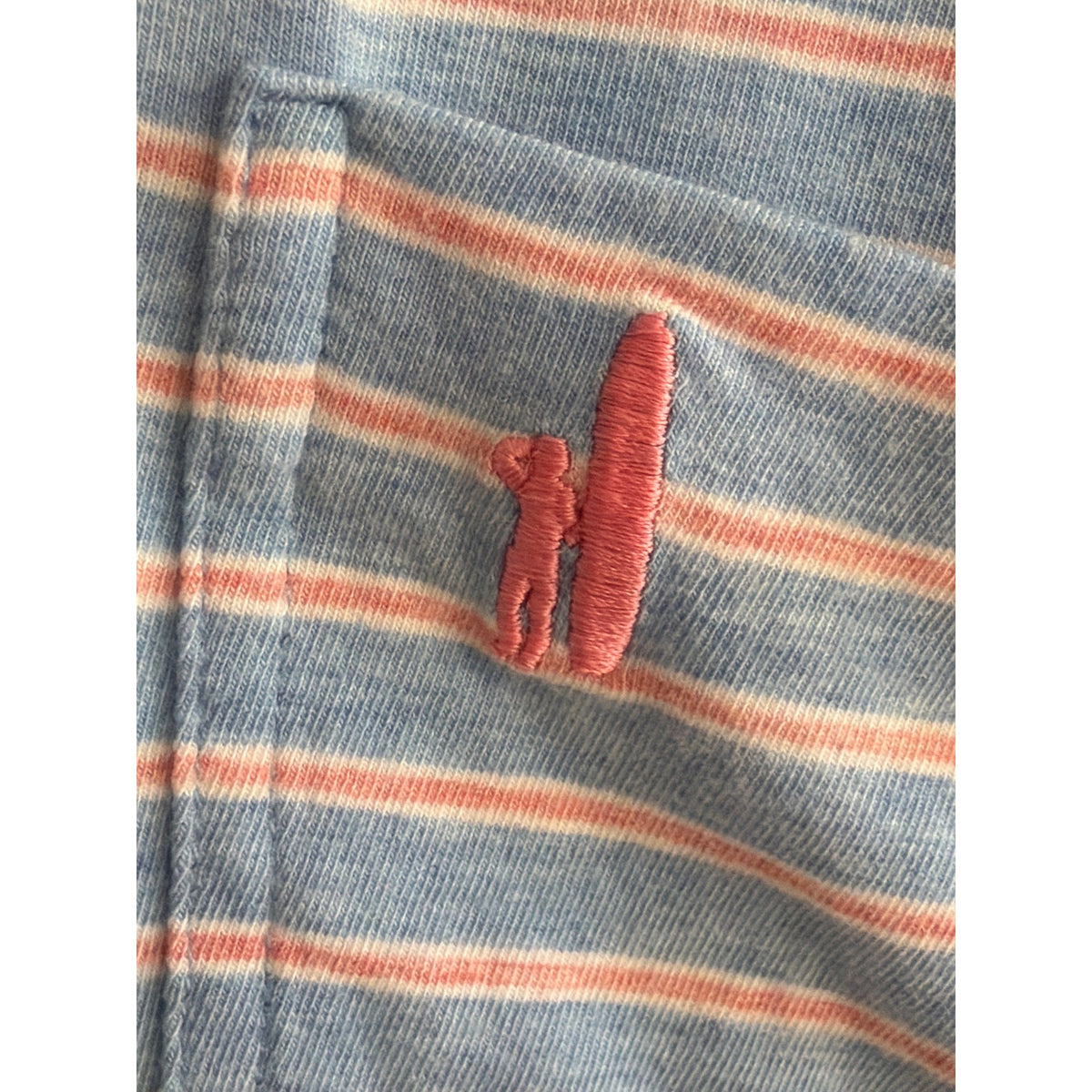 Johnnie-O Blue Pink Striped Polo Shirt Men's Pink Surfer Size Large