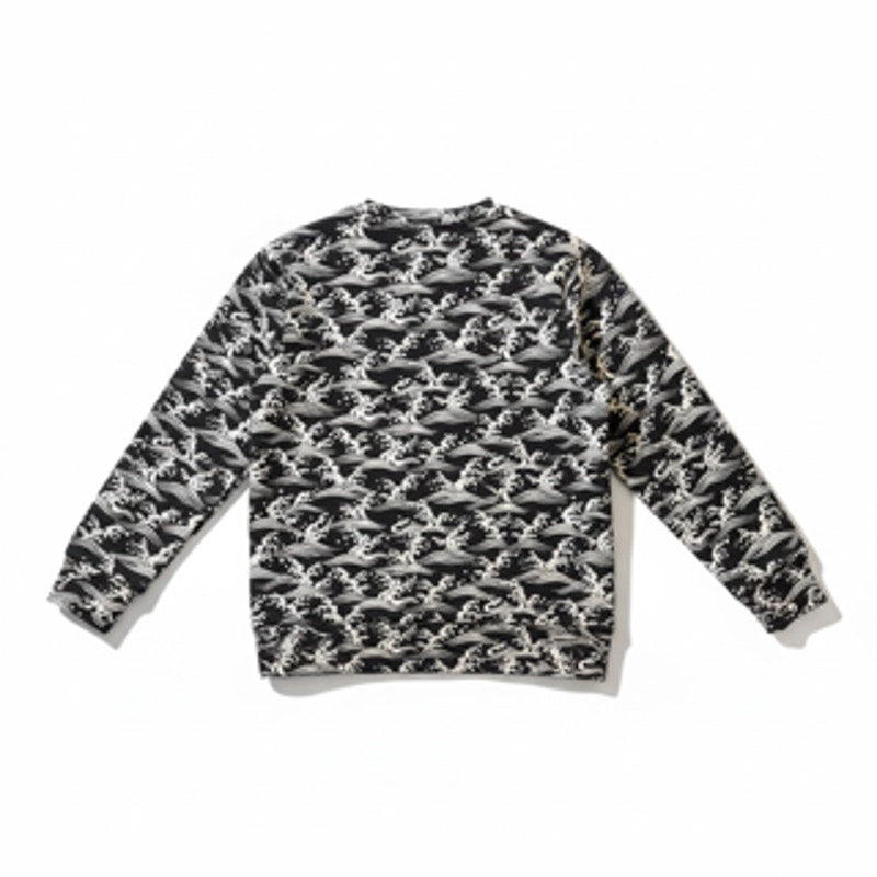 Sandro Navy & White Ocean Pattern Men's Sweatshirt Small
