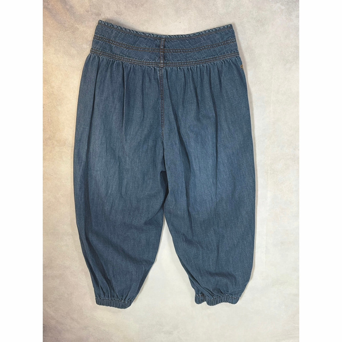 Pilcro Anthropologie Harem Pants Womens XS Blue Denim Drawstring Balloon Jogger