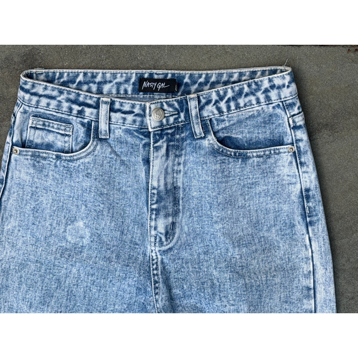 Nasty Gal Acid Wash High Waisted Mom Jeans Size UK 8 EU 36