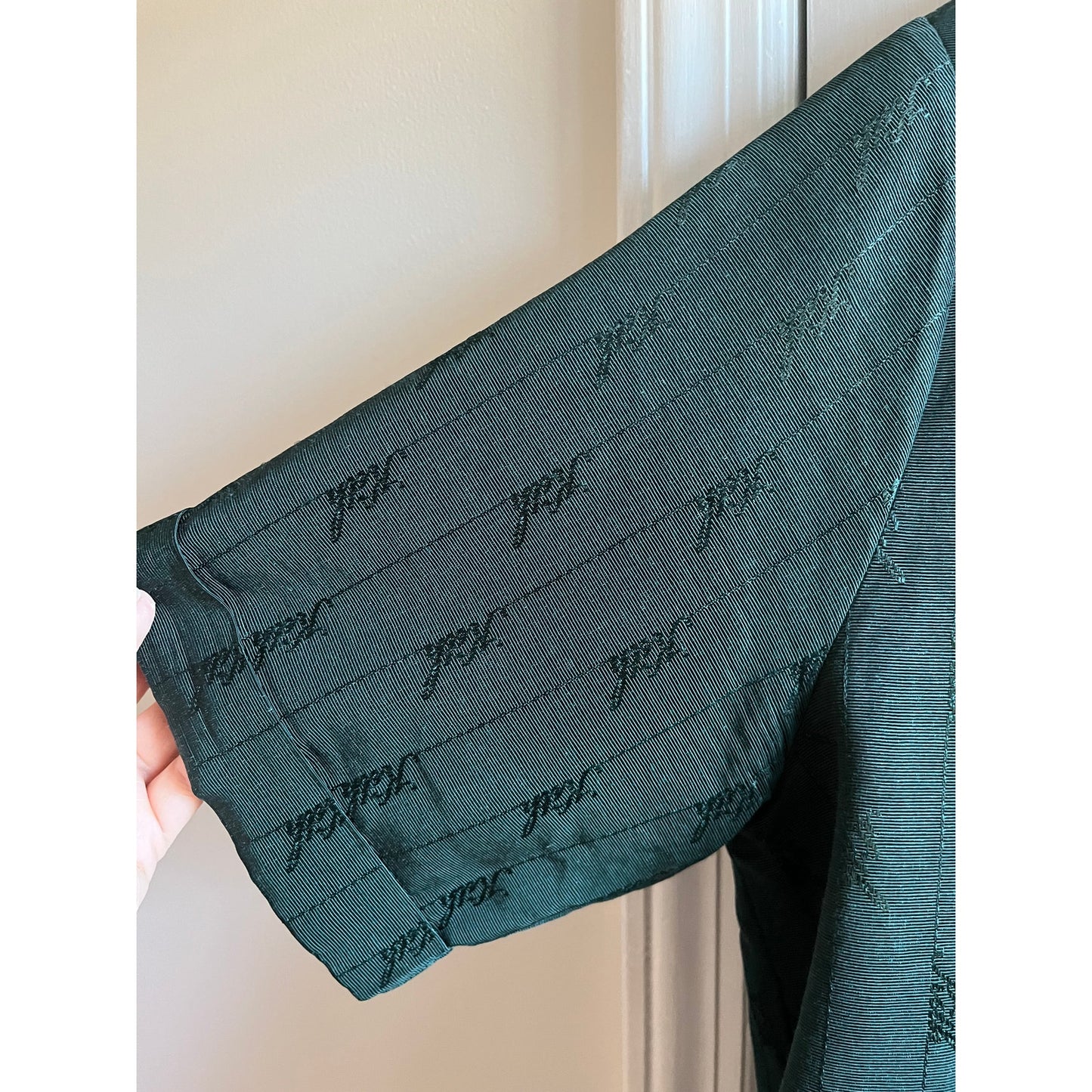 KITH Monogram Script Logo Button Up Shirt | Dark Green Cotton Viscose | Medium