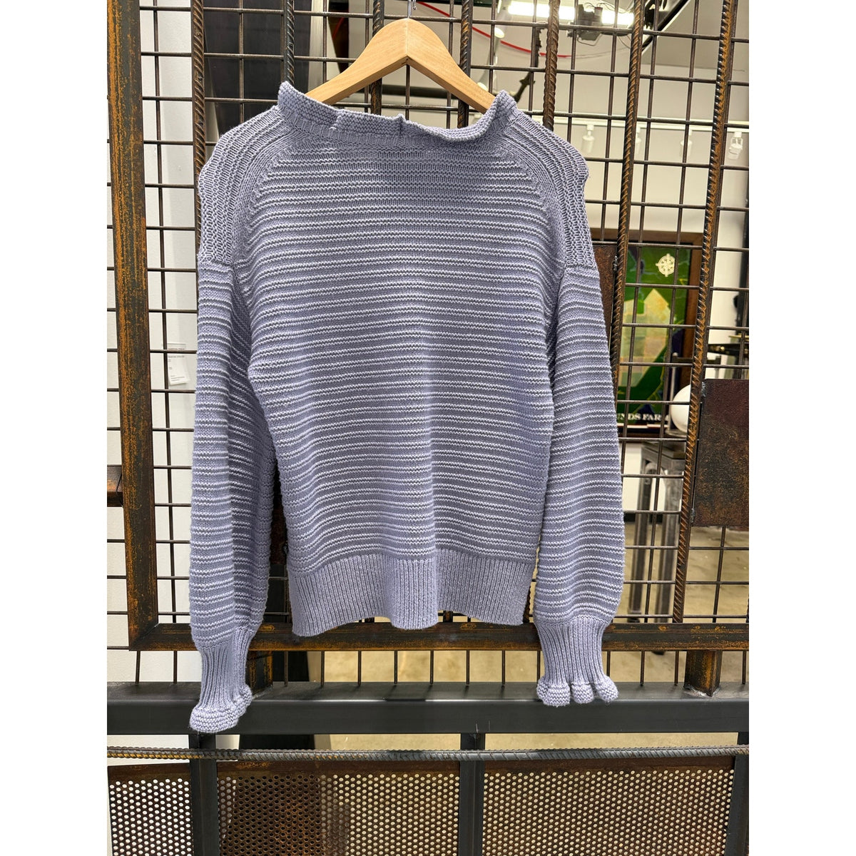 Madewell Ruffle Cuff Pullover Sweater Womens Small Lavender Purple Chunky Knit