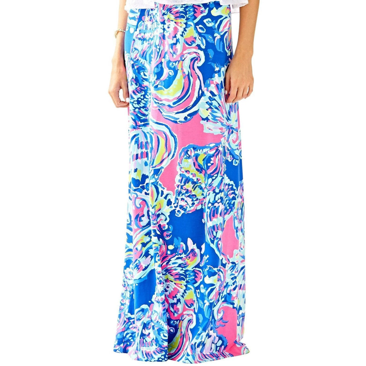 Lilly Pulitzer Nola Maxi Beach Skirt Gypsea Girl S Blue Pink Floral Boho Resort