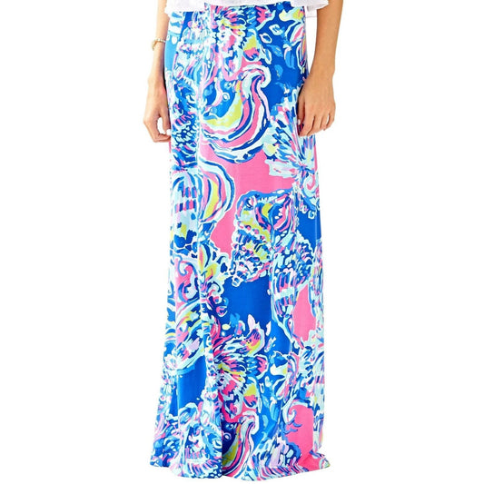 Lilly Pulitzer Nola Maxi Beach Skirt Gypsea Girl S Blue Pink Floral Boho Resort