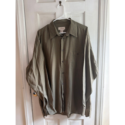 Ermenegildo Zegna Men's Size L Muted Green Soft Pattern Button Up