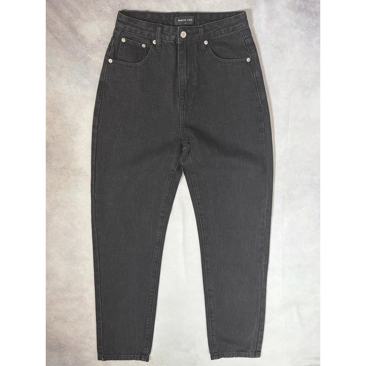 White Fox High Rise Straight Leg Jeans Size S Washed Black Charcoal Denim Skater