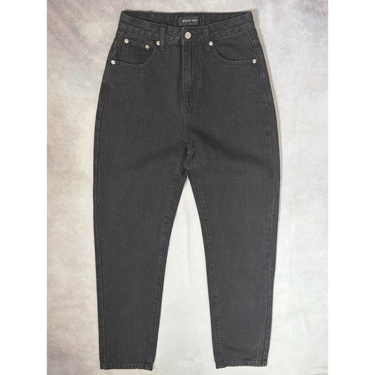 White Fox High Rise Straight Leg Jeans Size S Washed Black Charcoal Denim Skater