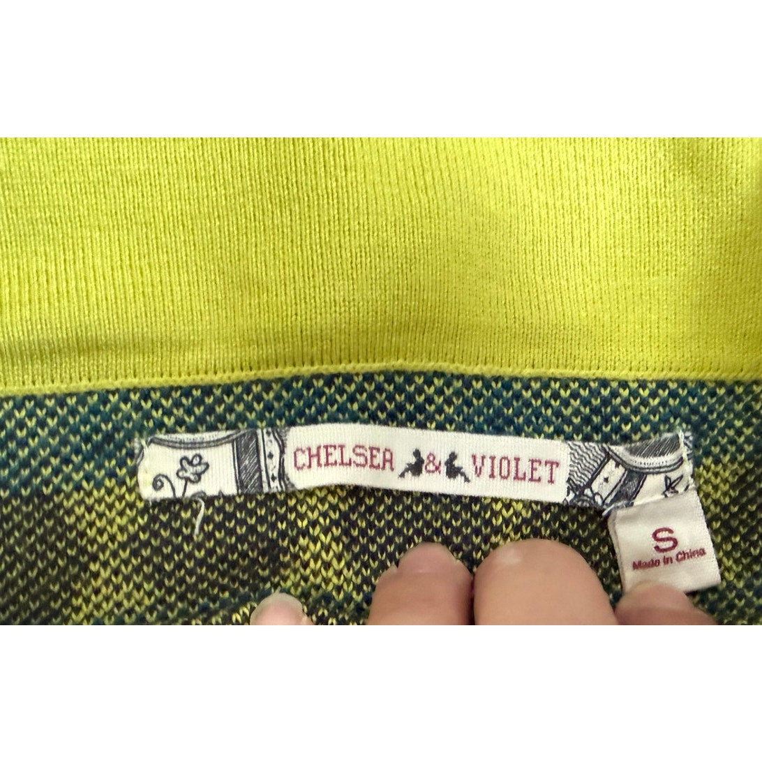 Chelsea & Violet Geometric Knit Mini Skirt Small EUC Lime Green Teal Aztec