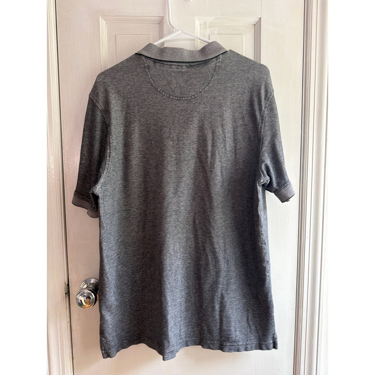 Nordstrom Men's Shop Classics Grey Marled Polo Shirt Cotton Spandex Blend Size L