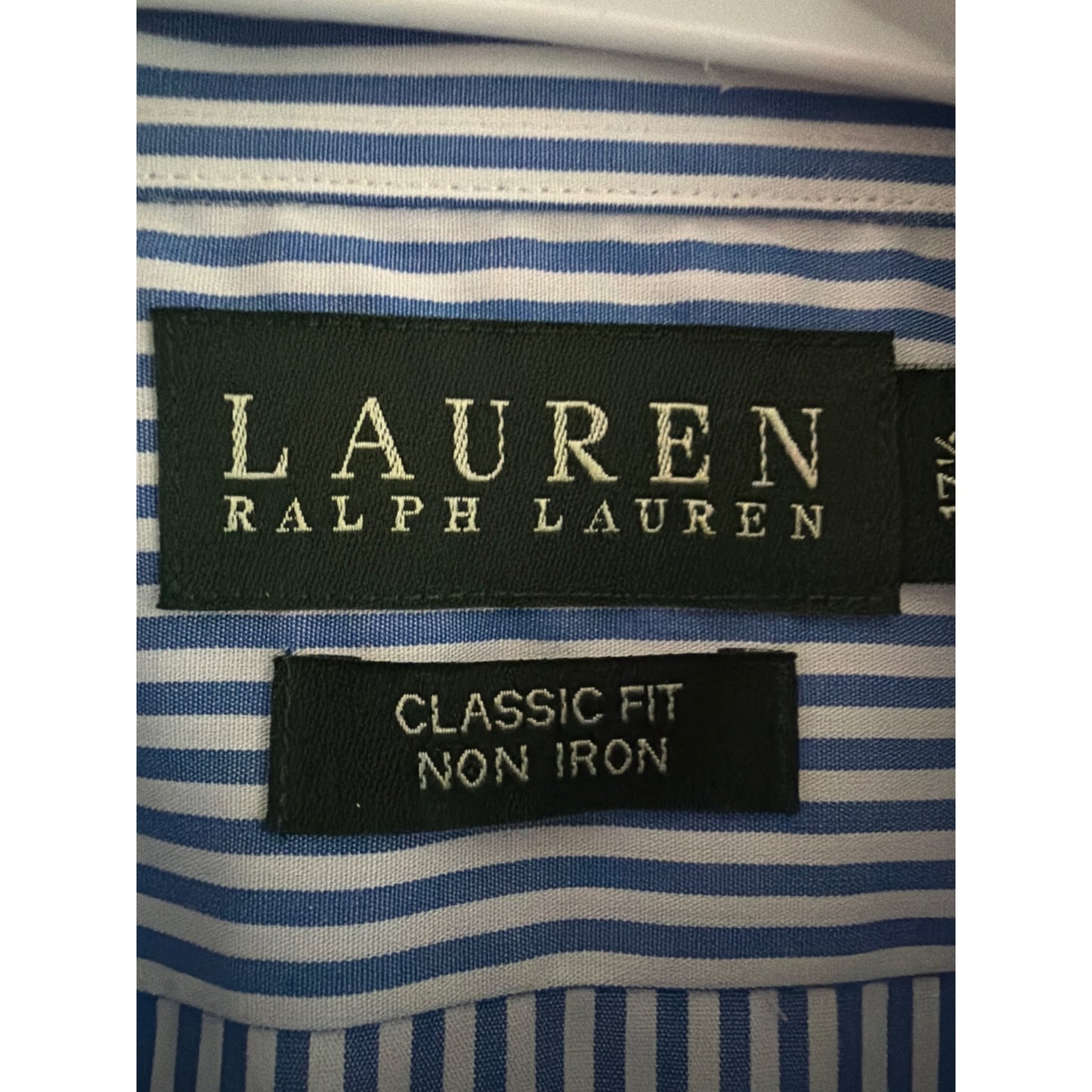 Lauren Ralph Lauren Shirt Mens 17.5 36 37 NWT Blue White Striped Shirt