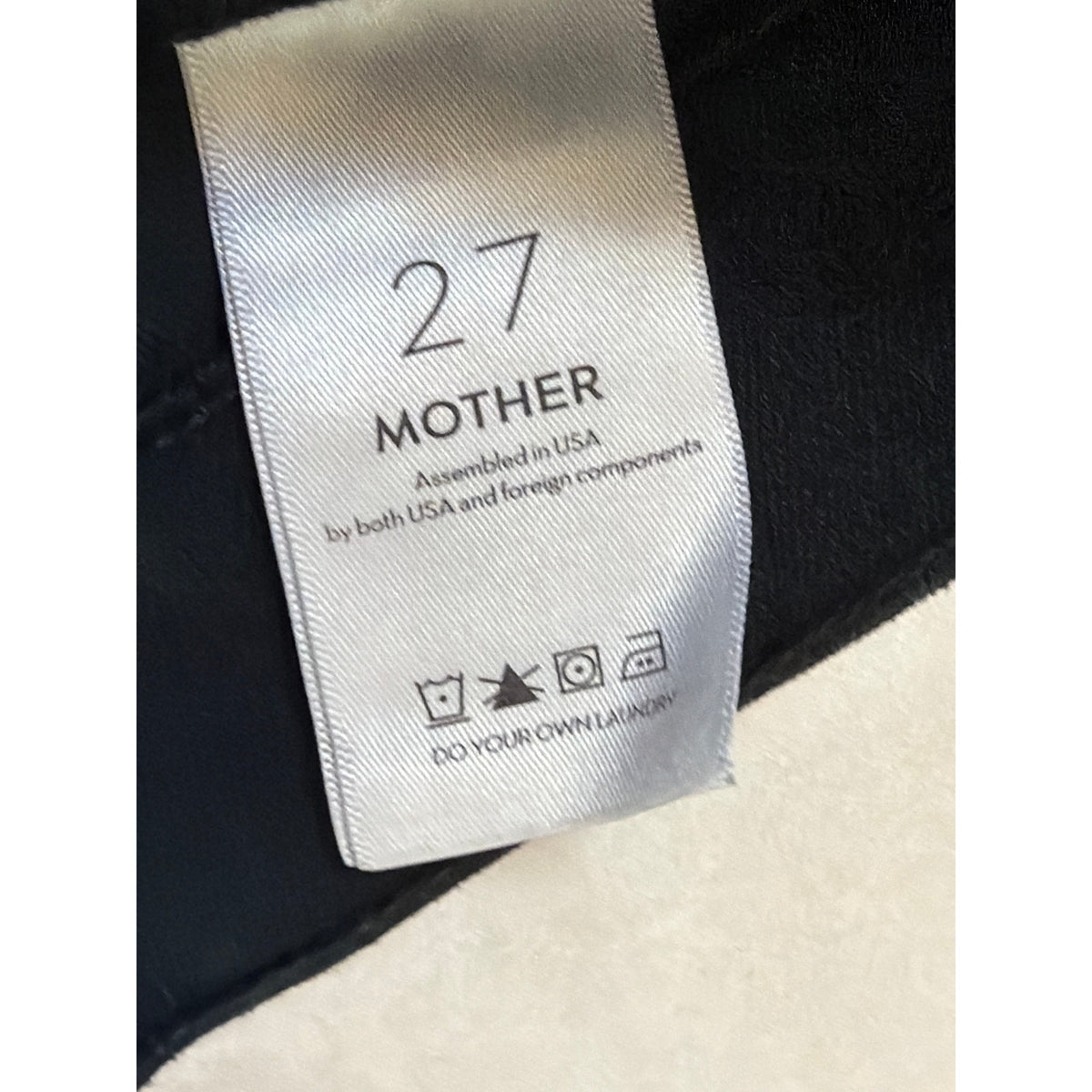 MOTHER The Insider Crop Step Fray Jeans High Rise Black Denim 27
