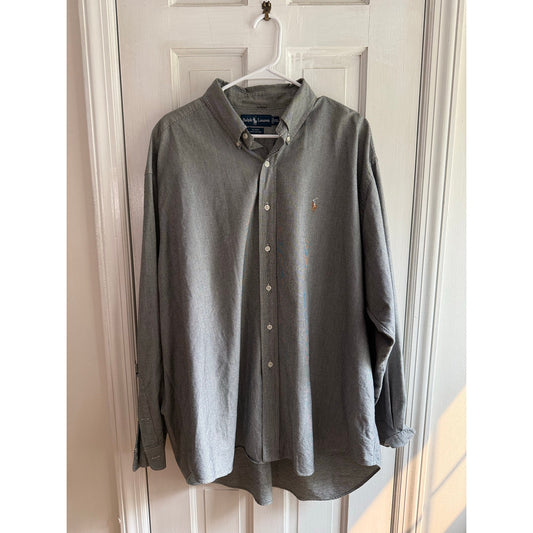 Polo Ralph Lauren Grey Button Down Shirt Classic Fit Mens XXL Long Sleeve Woven