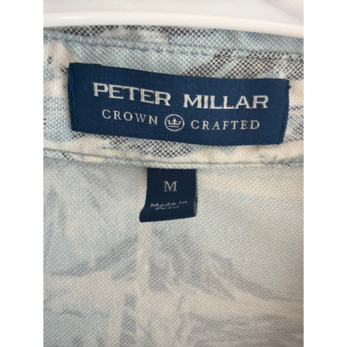 Peter Millar Crown Crafted Tropical Scenic Polo Shirt Size Medium Blue Golf Resort