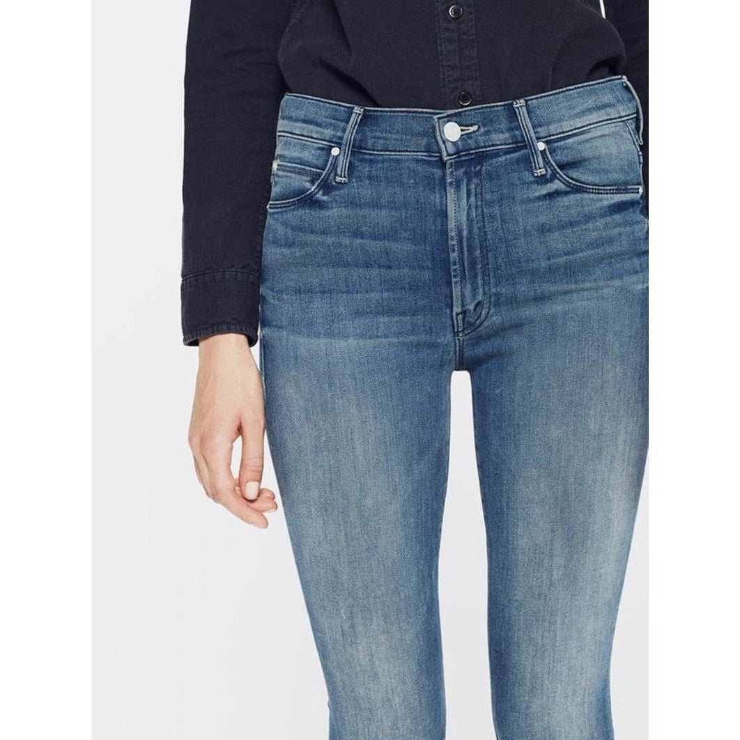 💙 MOTHER The Stunner Zip Ankle Step Fray Good Girls Do Blue Jeans Sz 27