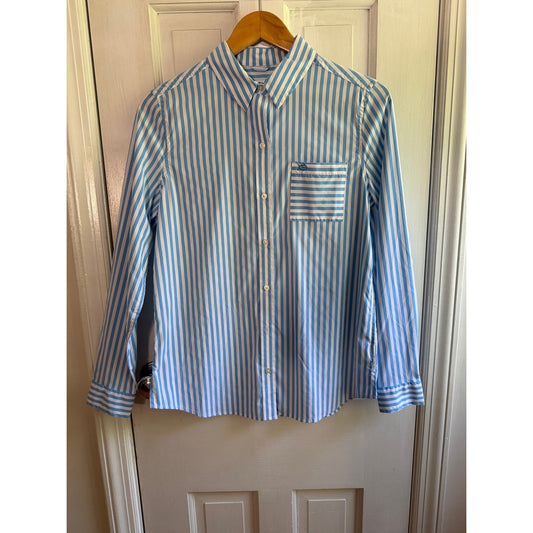 Southern Tide Emery Button Front Shirt Sail Bleu Striped Womens Small 7345 NWT