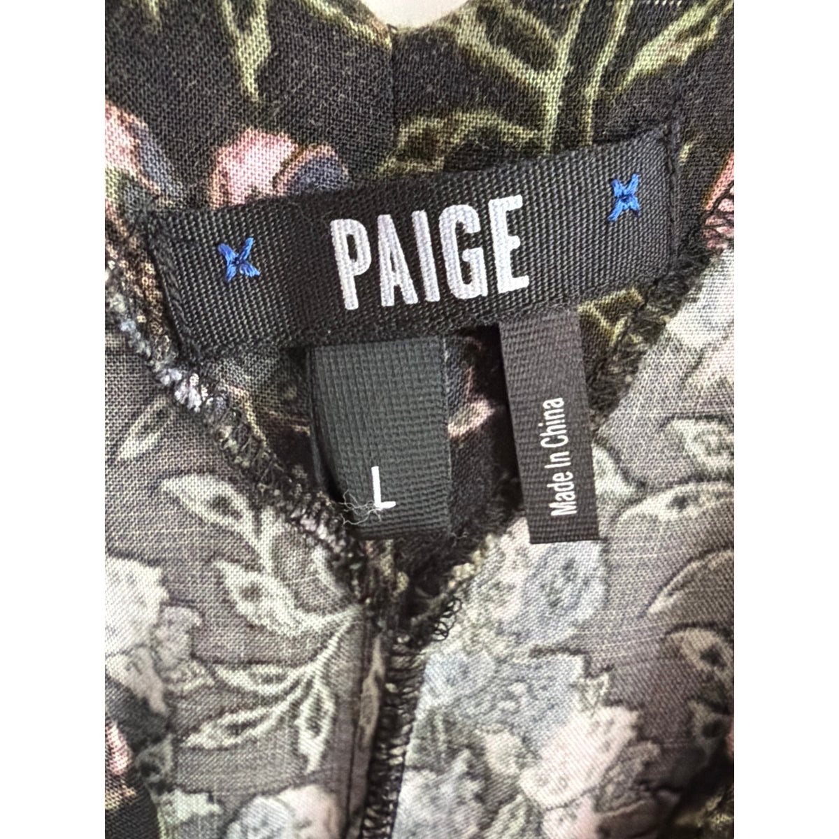 Paige Black Pink Floral Pattern Tie Back Dress Size Large