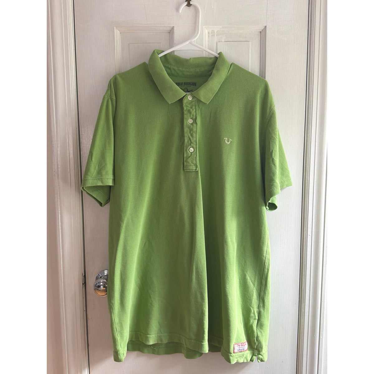 True Religion Men's Short Sleeve Polo Shirt - Lime Green, Size XXL